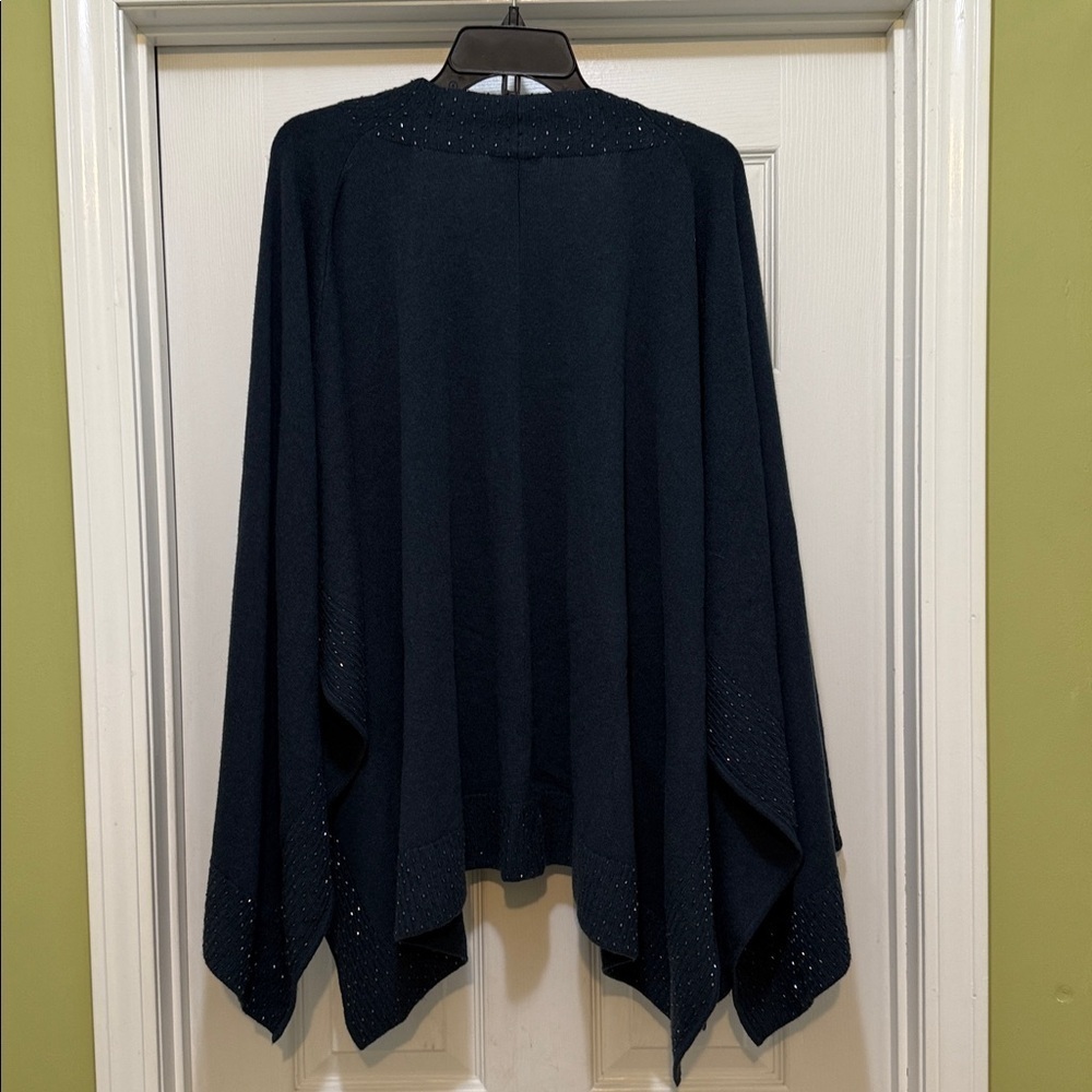 Lafayette 148 New York 100% Cashmere Draped Open Front Ruana Cardigan – One Size